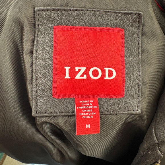 Izod Genuine Lamb Leather Jacket Brown Zip Front Size Medium - Picture 7 of 9